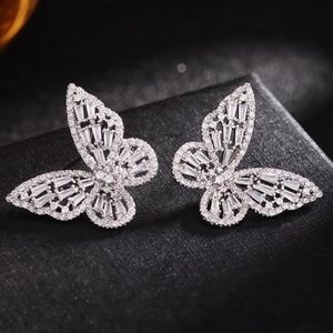 NEW 18K white gold plated butterfly earrings